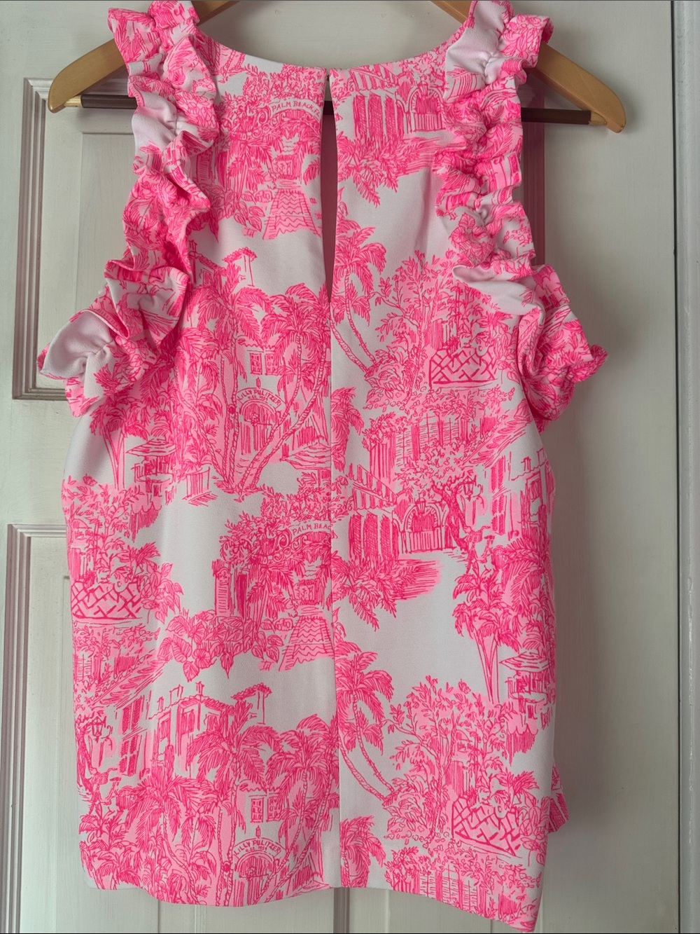 Lilly Pulitzer Neon Pink Tropical Ruffle Tank - Picture 2 of 2
